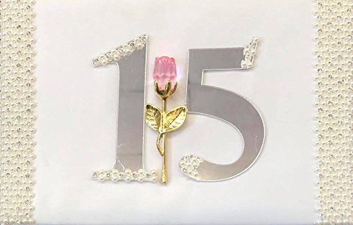 Mis Quince Anos Quinceanera Rhinestones Guest Book with Pink Rose Mirror Numbers Pen Set - Thumbnail 4