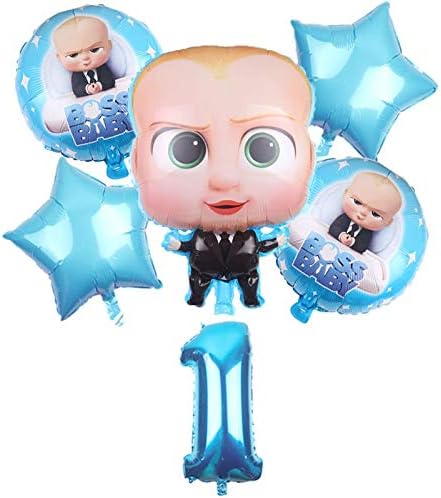 LIZHIOO 6pcs/set Boss Baby Balloon Inflatable Boy Girl Happy Birthday Decorations 32 inch number ballons Set Toys For Kids ( Color : Blue 1 )