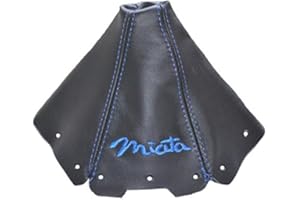 The Tuning-Shop Ltd For Mazda Mx-5 Mk2 NA 1997-05 Shift Boot Black Leather Blue MIATA Embroidery