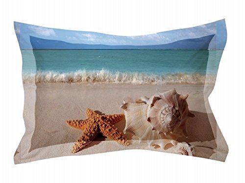 JUBARIS Beach - 500 THREAD COUNT 100% COTTON SATEEN DIGITAL PRINT OXFORD PILLOWCASE SET LUXURY MARINE DESIGN