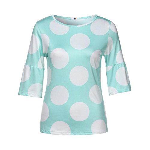 vermers Clearance Sale ! Women T-Shirt Fashion Polka-Dot Bell Blouse Flare Sleeve Tops
