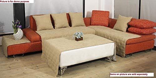 Quilted Bonded or Classic Micro Suede Sectional Sofa Slipcovers Pads in Different Color and Size (Beige / Khaki, 35x62"(for 2 seats))