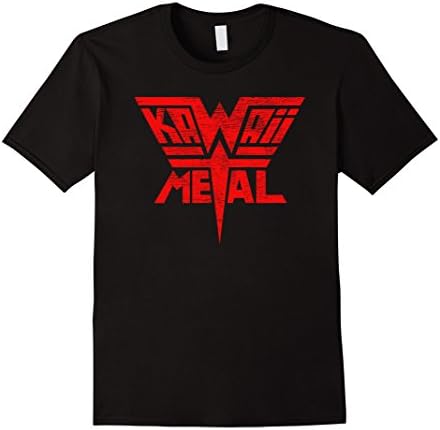 Mens Kawaii Metal Distressed Logo T Shirt Medium Black