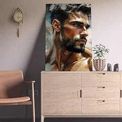 HMLZSJ Nude Muscle Male Torso Portrait Art Gay