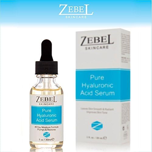 100% Pure Hyaluronic Acid Serum for Skin Care - Anti Aging Serum with Vitamin E, Aloe Vera, Green Tea and Grapeseed - Intense Moisturizer to Reduce Fine Lines and Wrinkles 1oz - Zebel Skincare