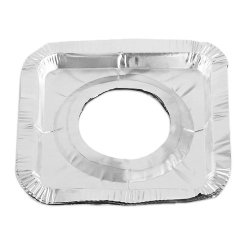 Stove Square Gas Burner Disposable Bib Liners Covers- Aluminum Foil-Pack of 10