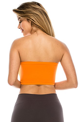 Kurve Seamless Bandeau Tube top - UV Protective Fabric, Rated UPF 50+ (Non-Padded) -Made in USA- Dark Orange - Thumbnail 2