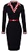 HOMEYEE Women's 1950s Vintage Turn Down Collar Black Pencil Business Dress B334