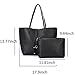 Garden Promo Women Shoulder Bag 2 Piece Tote Bag Pu Leather Handbag Purse Bags Set Black