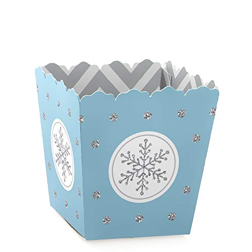 Winter Wonderland - Party Mini Favor Boxes - Snowflake Holiday Party & Winter Wedding Treat Candy Boxes - Set of 12