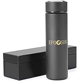 EFOSHM Insulated Stainless Steel Thermos with Removable Tea Strainer, 16 Oz, Black