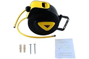 8MILELAKE 32FT, 5/16INCH ID Retractable Auto Rewind Air Hose Reel Wall Mount Tool Compressor Lightweight, 116PSI