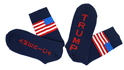 Trump America USA Flag Socks - Father's Day Gifts for Dad Grandfather Presents - Blue Terry