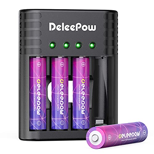Deleepow Lithium AA Batteries 1.5V, 3200mWh High Capacity Rechargeable