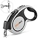 petacc Retractable Dog Leash, Reuse Design Heavy Duty Pet Walking Leash 360° Tangle Free,16ft Strong Nylon Tape, One-Handed Brake, Pause, Lock (Large), Grey