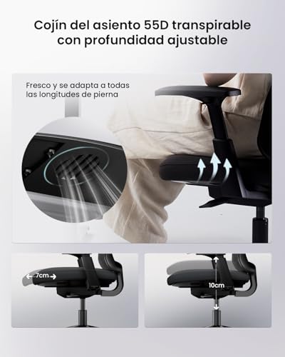 ProtoArc Ergonomic Desk Chair High Back Nylon Mesh, Incline Weight-Adaptive, Breathable Seat, Adjustable Arms, Tilt Lock (Flexer – Black)
