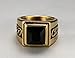 Mealguet Jewelry Stainless Steel Vintage Men's Ring with Agate Gemstone, Gold Plated, Size 12