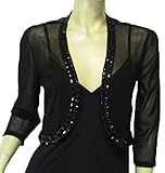 Alivila.Y Fashion Women Handsewn Beaded Sheer Mesh Shrug Bolero Jacket