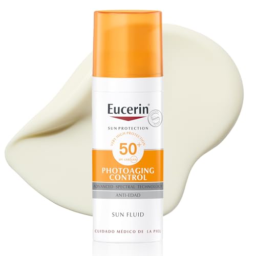 Sun Face Photoaging Control Fluid FPS 50+ (50 ml), crema facial solar 50+ con filtros UVA/UVB, protección solar facial antiarrugas e hidratante, crema de sol para todo tipo de pieles