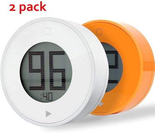 DEERCY Digital Kitchen Timer with Large LCD Display &amp; Built-in Rubber Magnet, the Simplest and Easy-to-use Timer (Orange&amp;White)