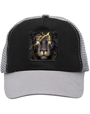 Unisex Golden Wild Lion Trucker Hat Adjustable Mesh Cap