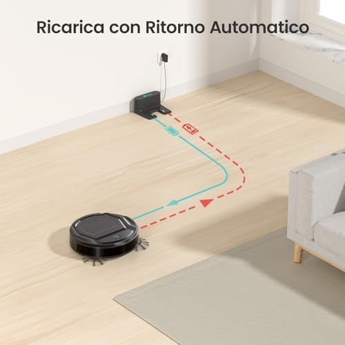 M210P Robot Aspirapolvere 2200Pa Ultra Sottile 7,8cm, Nero