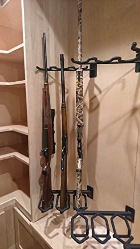 Hold Up Displays - Gun Rack and Rifle Storage Holds 3 Shotguns or Rifles Facing Left for Winchester Remington Ruger Firearms and More - Heavy Duty Steel - Made in USA