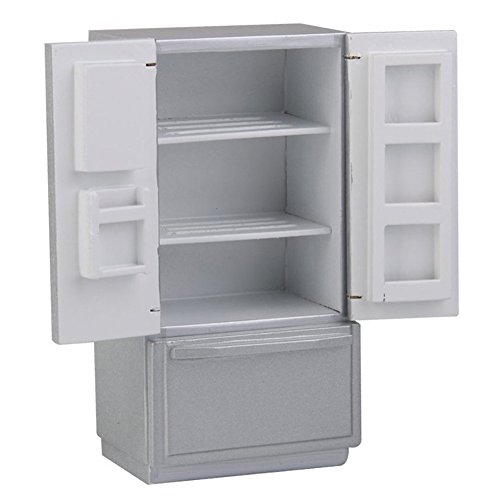 TOOGOO(R) 1:12 Dollhouse Kitchen Miniature Wooden Fridge Refrigerator (Silver)
