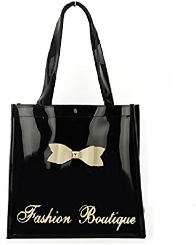 Ladies Medium & Mini Patent Glossy Shopper Tote/Lunch Bag With Bow