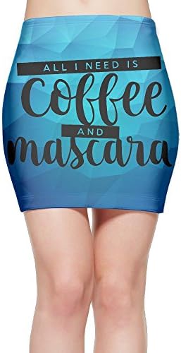 Porrytop All I Need Is Coffee And Mascara Women's Fitted Mini Skirt Stretch Bodycon Pencil Skirt L