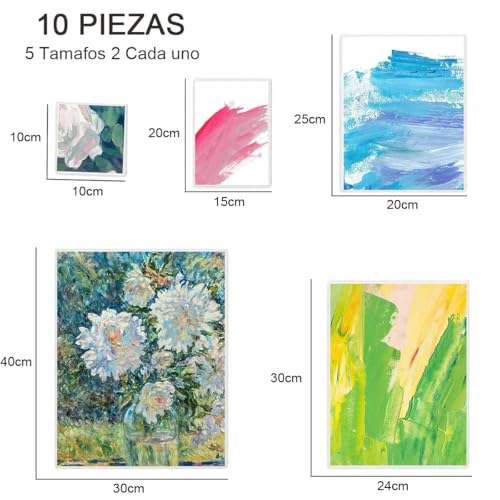 CHENGBAO Juego de 10 piezas lienzo para pintar，5 tamaños diferentes lienzos para pintar，Para acrílicos, pinturas al óleo, acuarelas lienzos