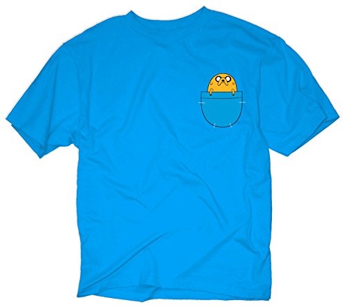 Adventure Time Jake in Pocket Men's T-Shirt, Blue, Medium