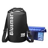 Blusmart 10L/20L Waterproof Dry Bags + Waterproof Waist Pouch, Perfect for Kayaking / Boating / Canoeing / Fishing / Rafting / Swimming / Camping / Snowboarding(20L Black)