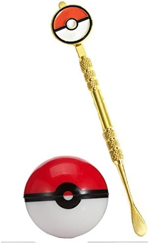 Symplechoices Pokeball Dab Container Non-Stick Food Grade Silicone Dab/Wax/Oil Containers Non Stick Multi Use Storage Jar With One Stainless Steel Pokemon Dabbing Wax Carving Tool