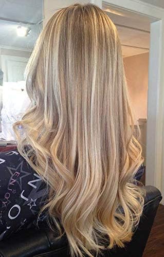 Easyouth Hair Topper 14 inch Color Ash Blonde Highlighted with Yellow Blonde Hair Crown Top Hairpiece Mono Hairpiece for Hair Loss Clip on Hair Real Remy Hair Extensions For Women with Short Hair