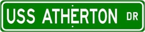USS ATHERTON FF 169 Street Sign - 8.25" X 2.0" - Sticker Graphic - Auto, Wall, Laptop, Cell