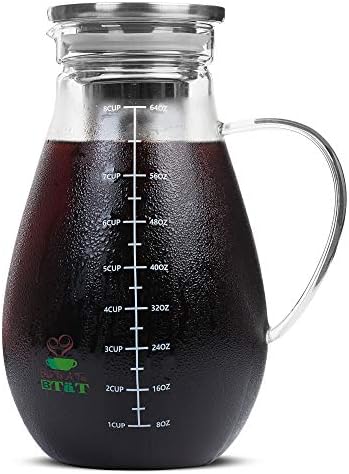 Btat Cold Brew Coffee Maker Iced Coffee Maker 2 Liter (2 Quart 64 Oz) Iced Tea Maker Cold Brew Maker Tea Pitcher Coffee Accessories Iced Tea Pitcher Cold Brew System Cold Brew Pitcher