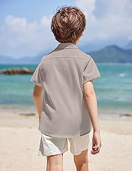 COOFANDY Boy's Linen Short Sleeve Shirt Classic