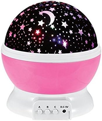Firodo Baby Night Light 3 Models Color Changing Dream Romantic Star Moon Relaxing Rotating Projector Light for Children Bedroom with USB Cable (Pink)