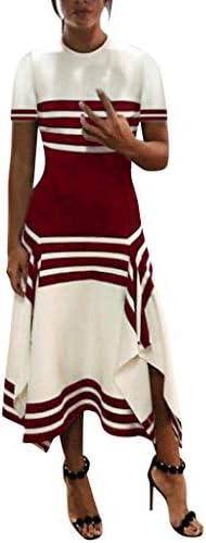 Vamoro Women Stripe Sleeveless Casual Dress Women Round Neck Vestido Midi Party Dresses Women's Mini Loose Summer Dress Basic Tops Casual Dress