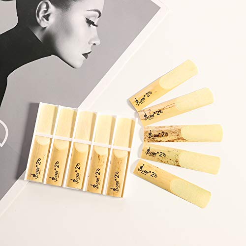 DaveandAthena 10 Pieces Alto Saxophone Reeds Clarinet Reeds Strength 2.5 with Plastic Box, 2-1/2 Reed Bamboo for Traditional bB Clarinet Accessories