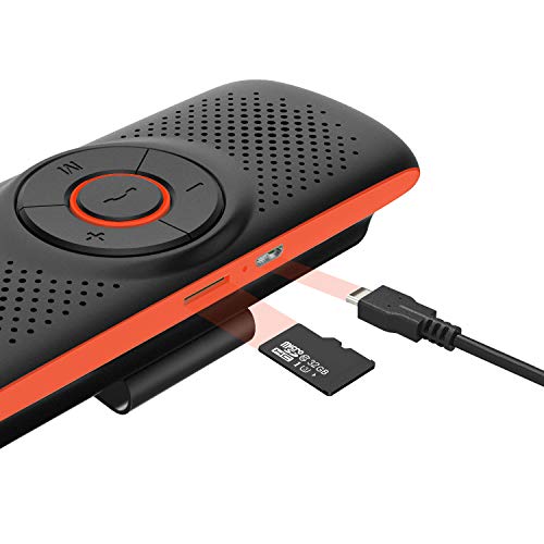 Aigoss Handsfree Bluetooth for Cell Phone, Car Bluetooth Speakerphone with Siri and Google Assistant, Wireless Car Kit Music Speaker Supports 2 Phones Connection Simultaneously