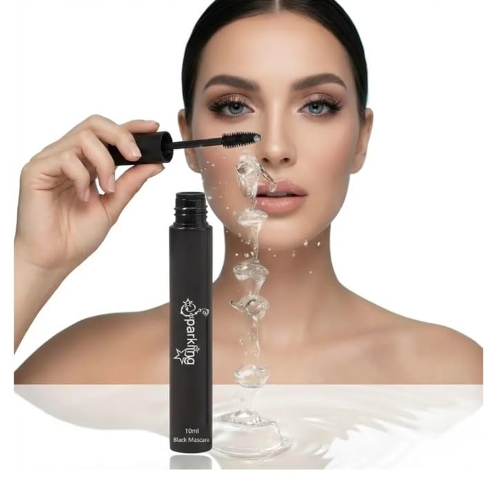 Sparkling 5D Deep Black Professional Mascara, Waterproof, Thick Curling & Volumizing, Cruelty Free, Liquid Formula with Argan Oil, Silk Fiber Eyelash 10ml Mascara