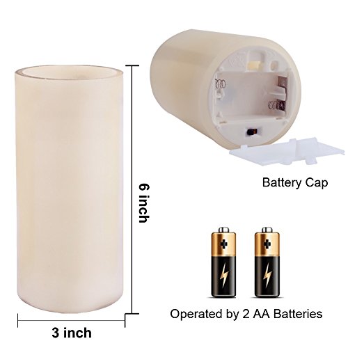 AMAGIC 3”x6” Large Flameless Candles With Remote And Timer - Real Wax Led Pillar Candles Bulk, Battery Candles for Home/Festival/Party/Christmas/Night Light, Great Gift Idea(Ivory, Set of 6)