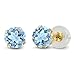 Gem Stone King 1.20 Ct Sky Blue Topaz Gemstone 14K Yellow Gold Stud Women's Earrings