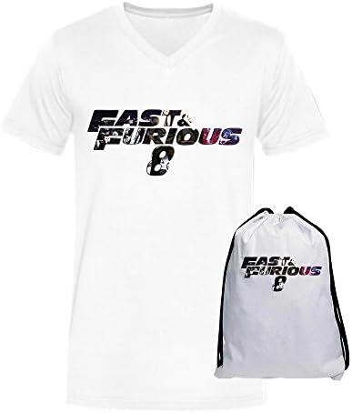 CoBa Fast Furious 8 Movie V Neck T Shirt for Mens White