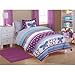 5pc Girl Purple Blue Butterfly Polka Dot Twin Comforter Set (5pc Bed in a bag)