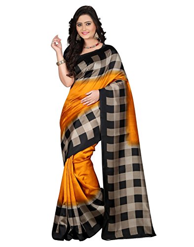 Jaanvi fashion designer yellow art silk printed saree