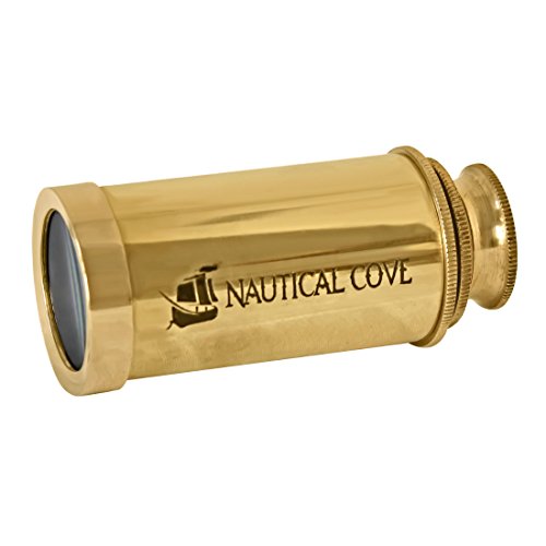 Nautical Cove Pirate Telescope Handheld Brass with Wooden Box For Kids, Props, and Costumes (6") - Thumbnail 2