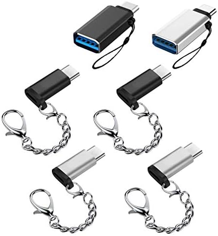 Maveek 6 USB Type C Adapter, 4 Pack USB Type C to Micro USB Adapter and 2 Pack USB Type C to USB Data Syncing and Charging Converter Aluminum USB C to Micro USB Convert Connector with Keychain